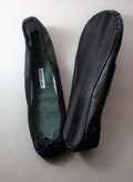 Extreme Low-Cut Black Leather Ballet Shoes with Outdoor Rubber Soles -  Adult sizes