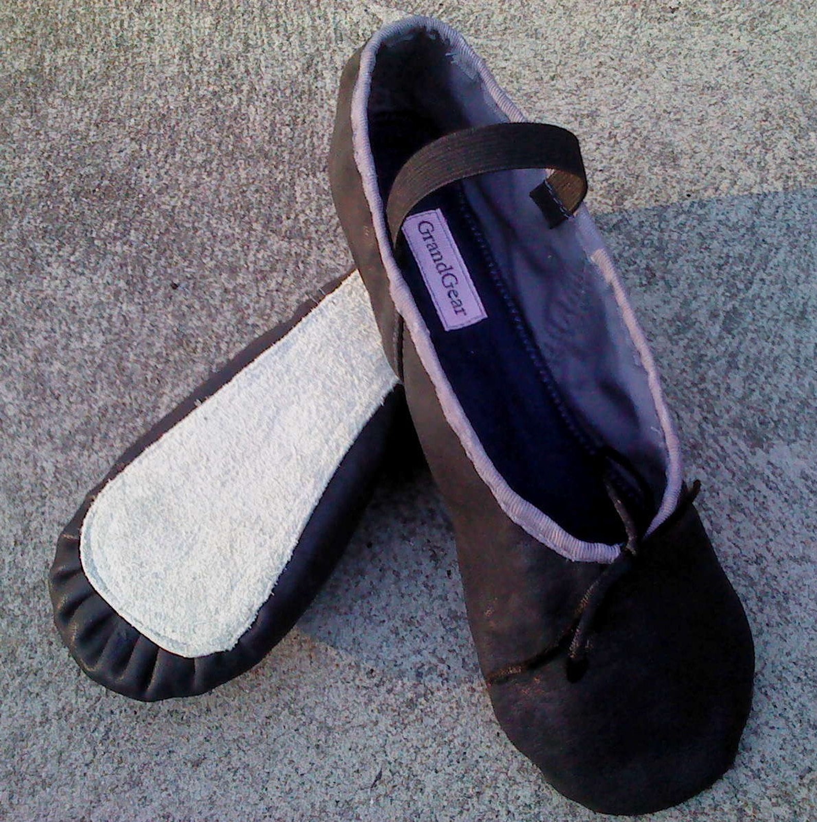 anthracite grey leather ballet shoes - full sole - adult sizes