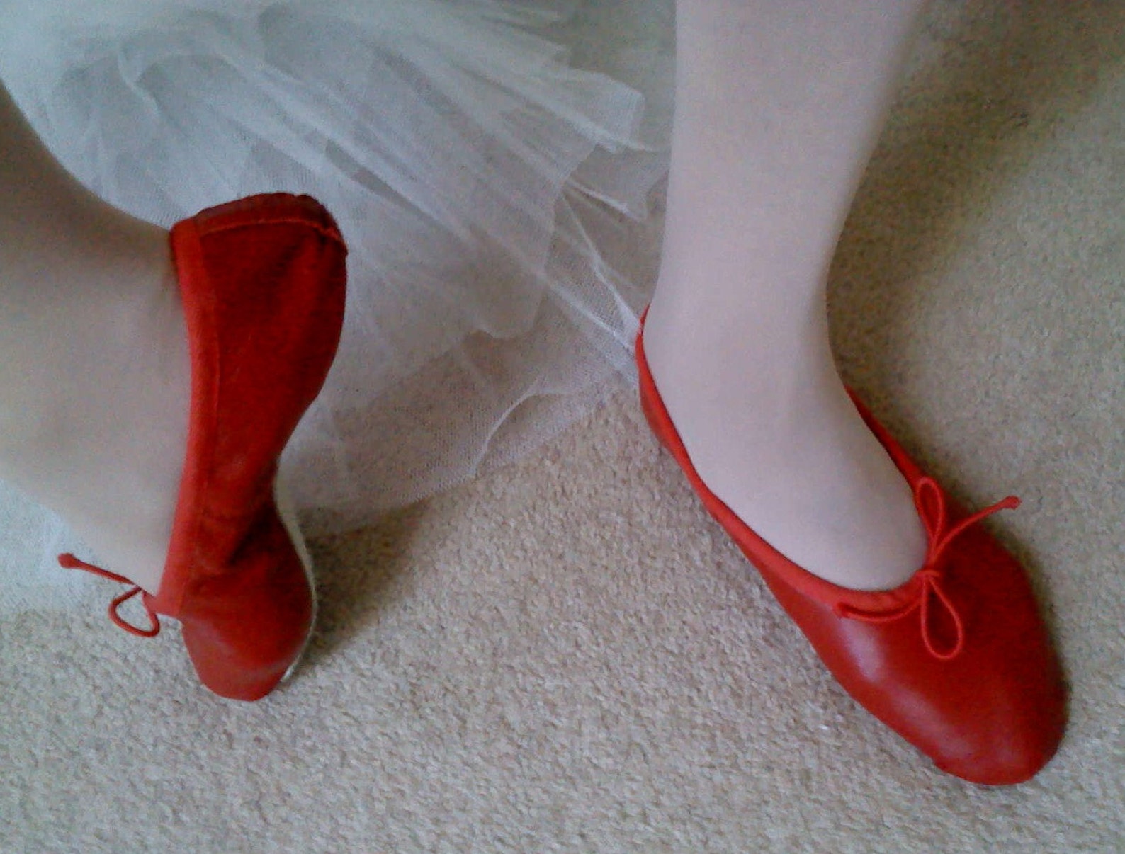 red leather ballet slippers - full soles or split soles