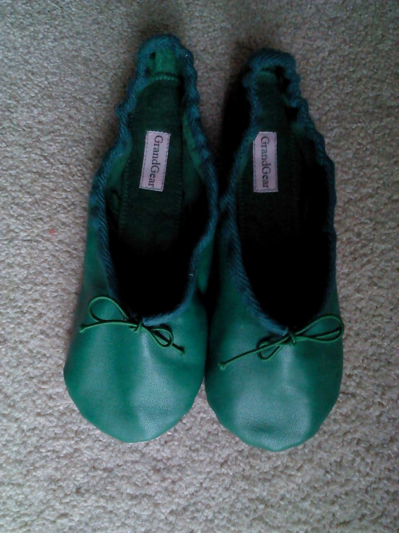 Green Leather Ballet Shoes Full Sole or Split Sole Adult