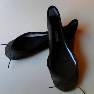 Extreme Low-Cut Black Leather Ballet Shoes Adult European sizes including larger men's sizes image 5