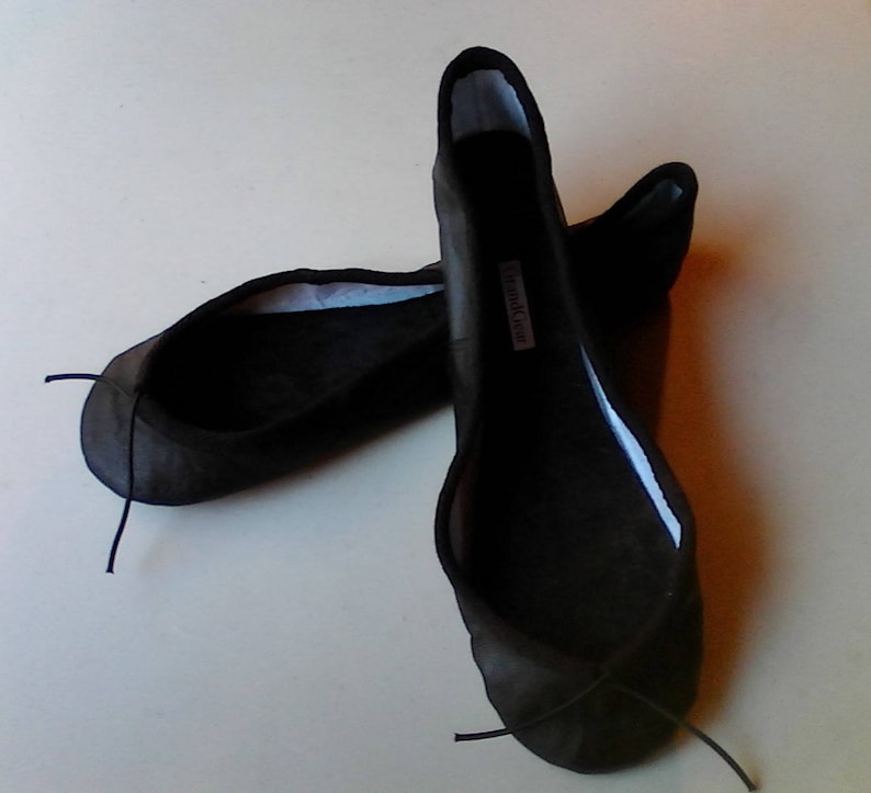 Extreme Low-Cut Black Leather Ballet Shoes Adult European sizes including larger men's sizes image 5