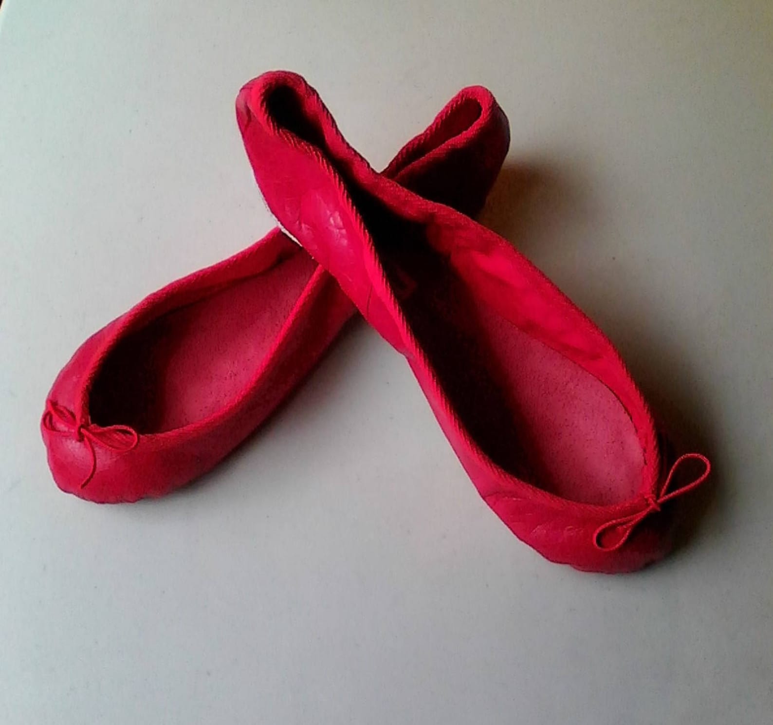 extreme low-cut red leather ballet shoes - adult sizes