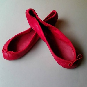 Extreme Low-Cut Red Leather Ballet Shoes -  European Adult sizes Including larger men's sizes