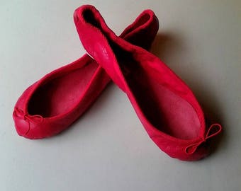 Extreme Low-Cut Red Leather Ballet Shoes -  European Adult sizes Including larger men's sizes