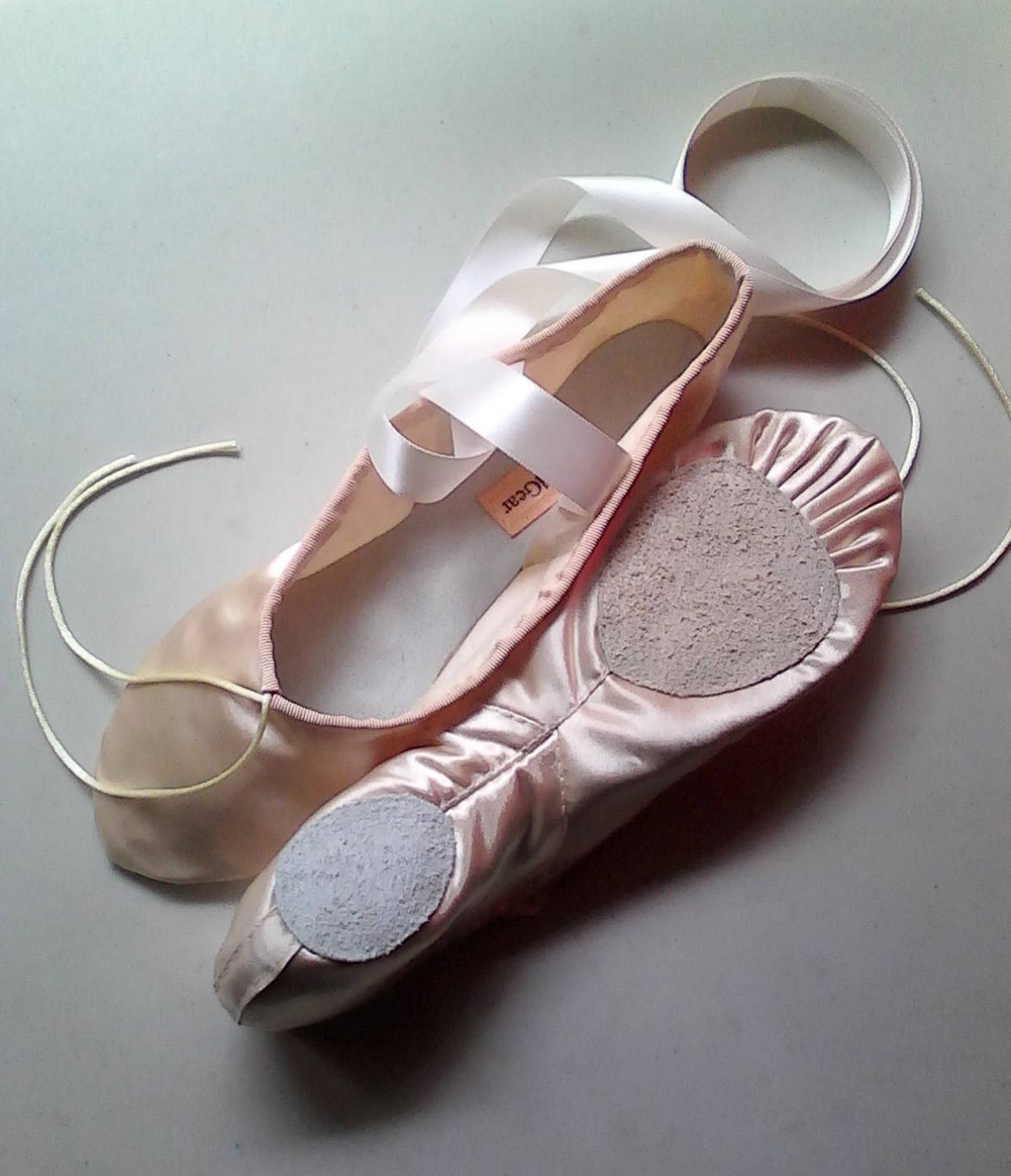 handmade antique ivory satin ballet slippers - split soles in girls/youth sizes