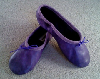 Purple Leather Ballet Shoes - Full sole - Adult sizes