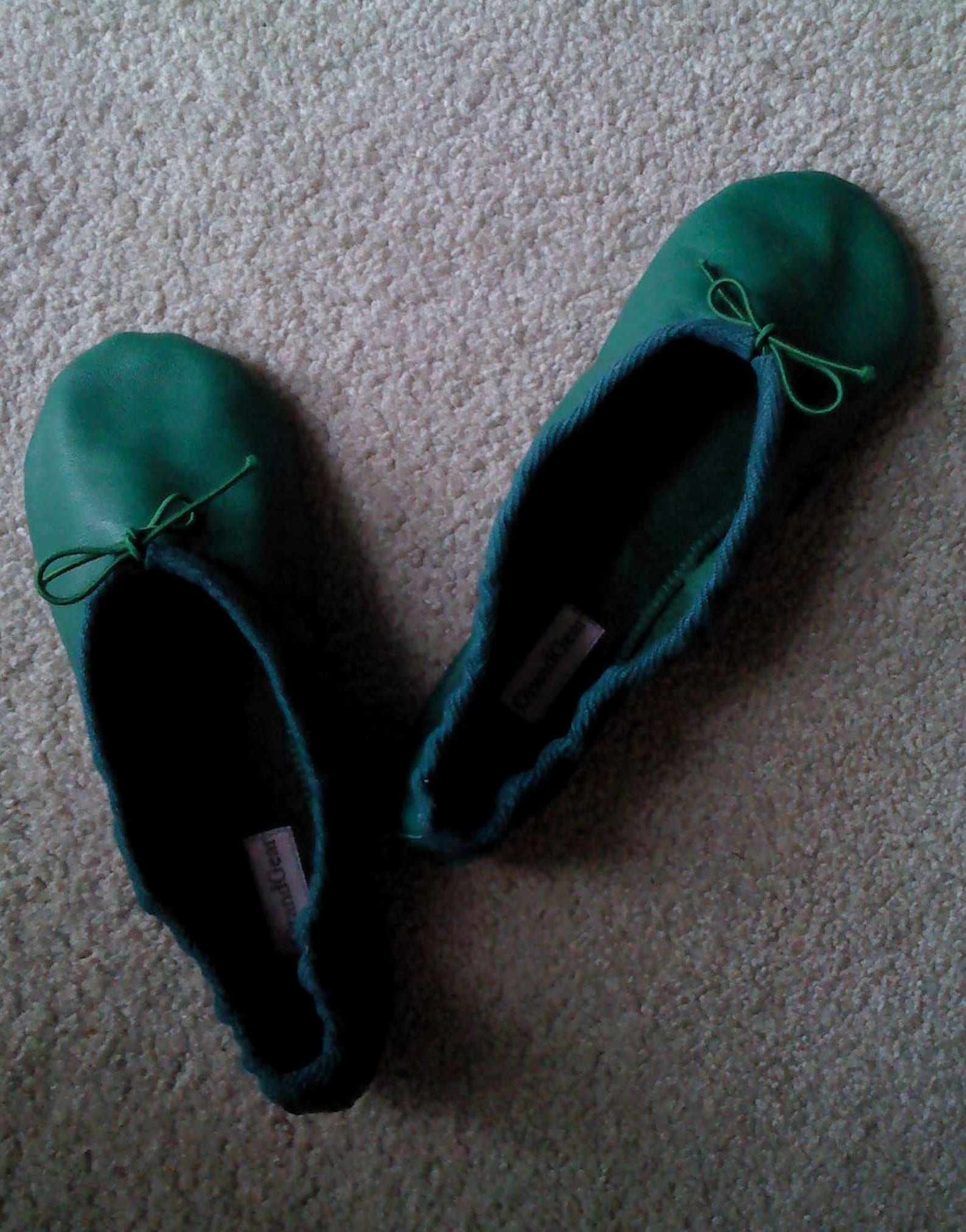 green leather ballet shoes - full sole or split sole - adult sizes