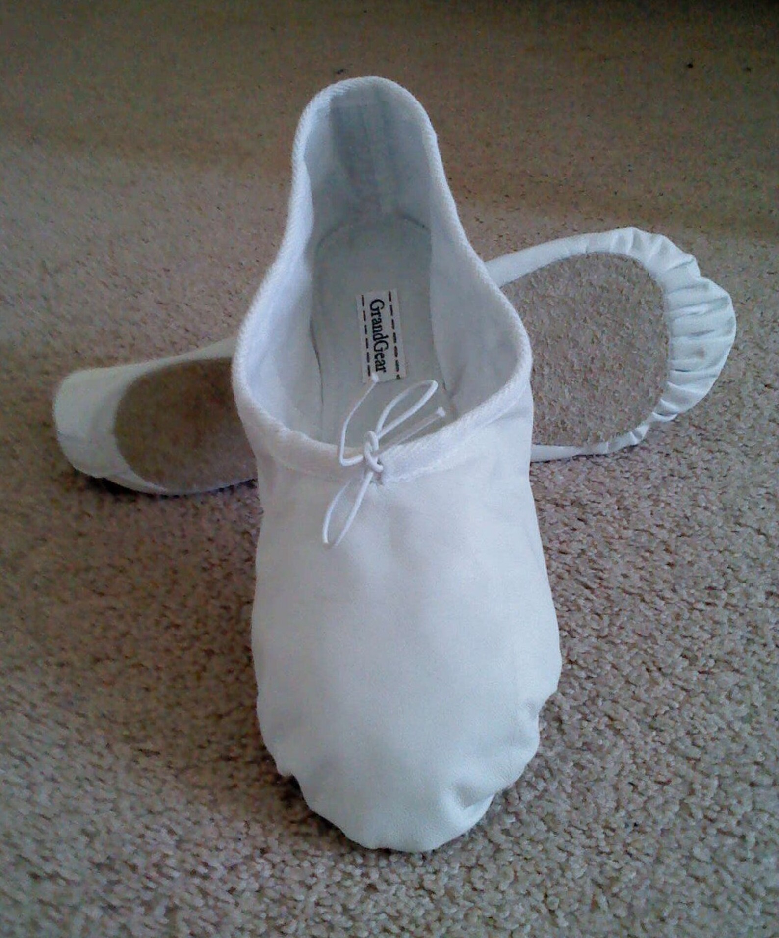 white leather ballet slipper - full sole - adult sizes