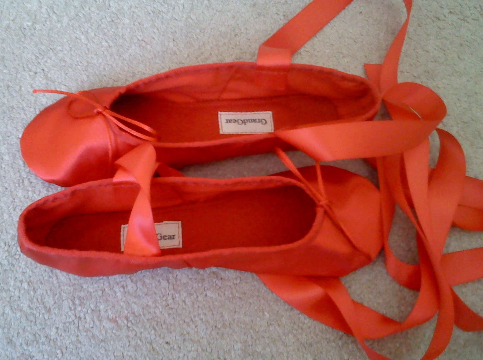 red satin ballet slippers - full soles or split soles
