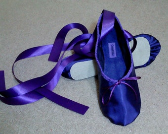 Purple Satin Ballet Slippers  Full Sole Ballet Shoes