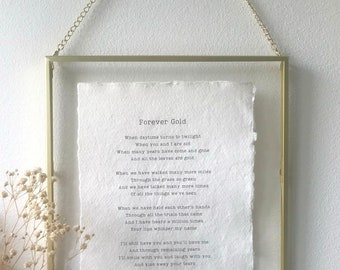 Cotton Anniversary Gift for her, Framed paper anniversary gift, Second Anniversary Gift, Golden Anniversary, Valentine's Gift, Love Poem.