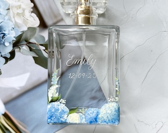 Painted and Engraved Perfume Bottle, Engraved Mother of the Bride Gift, Wedding Keepsake, Custom Perfume Bottle, Painted Bouquet, Bride gift