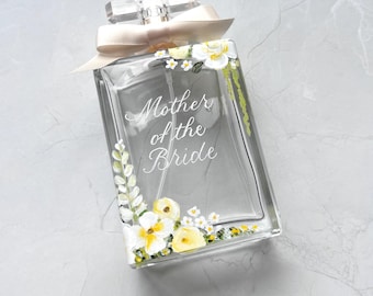 Painted and Engraved Perfume Bottle – Hand Painted Floral Design | Bride Gifts, Mother of the Bride Gift