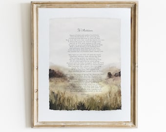 To Autumn by John Keats, Autumn Poem, Season of Mists and Mellow fruitfulness, Autumn art, Fall wall art, Fall decor, Autumn home decor