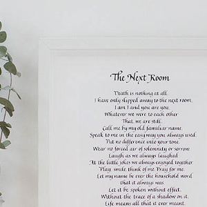 Sympathy Gift, Bereavement Gifts, Personalised Memorial Gift, The Next Room, Calligraphy, Pet Memorial, Bereavement gift,