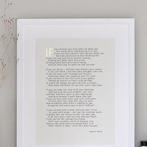 Calligraphy print of 'IF' by Rudyard Kipling.  Handwritten calligraphy print. A perfect graduation gift or a gift for men