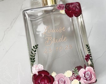 Painted and Engraved Perfume Bottle with wedding flowers design