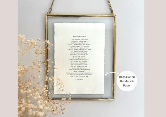Custom poem print, old typewriter font, custom poem, framed poem, custom text print, custom wall art, customisable poem print, framed poem