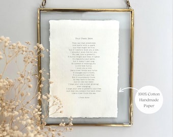 Cotton Anniversary Gift for her, 2nd Anniversary Gift, Custom poem print, Framed paper anniversary gift, Anniversary poem print, Love Poem