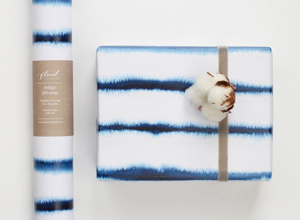 Indigo gift wrap. 50 x 70 gift wrap. Paper wrap. modern gift Etsy