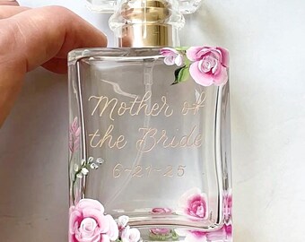 Floral Engraved Perfume Bottle, Personalised Perfume, Custom