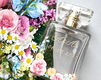 Painted and Engraved Perfume Bottle, Bridesmaid Gift, Personalised perfume bottle, Mother of the Bride Gift, Perfume Bottle Engraving