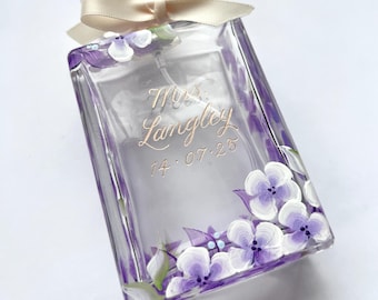Custom Engraved and Hand-Painted Perfume Bottle Wedding Gift