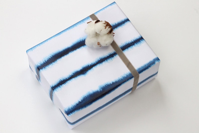 Indigo gift wrap. 50 x 70 gift wrap. Paper wrap. modern gift Etsy