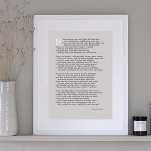 Calligraphy IF Rudyard Kipling, Boyfriend gift, husband gift, Inspirational poem, Rudyard Kipling IF poem, If Poem, Graduation Gift, IF