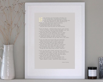 Calligraphy IF Rudyard Kipling, Boyfriend gift, husband gift, Inspirational poem, Rudyard Kipling IF poem, If Poem, Graduation Gift, IF