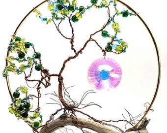Tree of Life Moonlit Bejeweled Copper with Driftwood