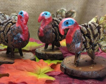Sequoia Cone Turkey Set: Thanksgiving Table Decor, Autumn Display