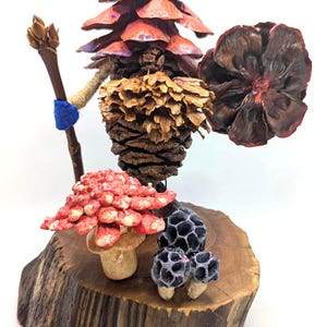 Pinecone Forest Gnome Figurine: Bozaberk with Forest Spirits