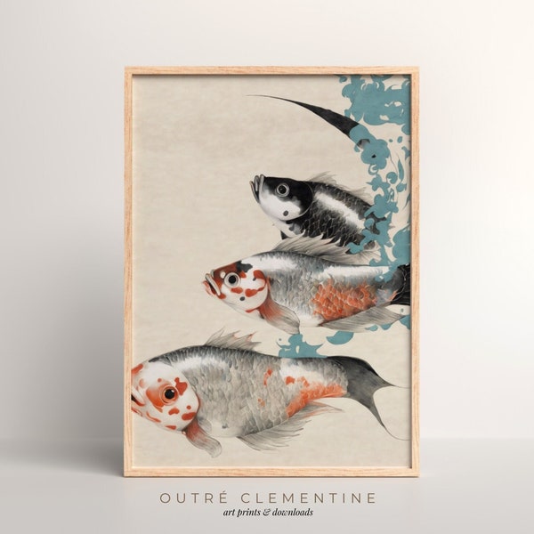 Bairei Inspired Fish | Dreamy Vintage Digital Painting | PRINTABLE | 300dpi