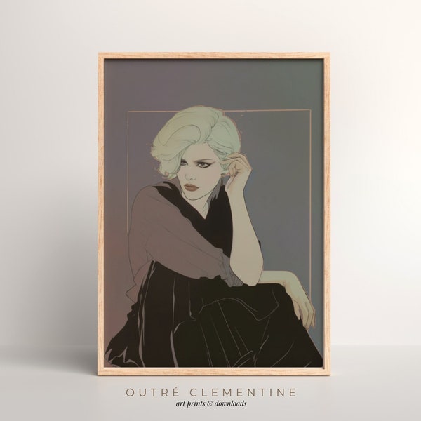 80's Glamour | Digital Poster Art | PRINTABLE | 300dpi | Fashionable Glamorous Woman, 80's Vintage Poster, Fashion Art, Bold Sharp Portrait