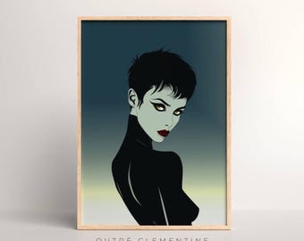 80&#39;s 90&#39;s Glamour | Woman Fashion Art, Retro Minimalist Art Print, Femme Fatale Art, Minimalist Poster, Instant Download, Printable, 300dpi