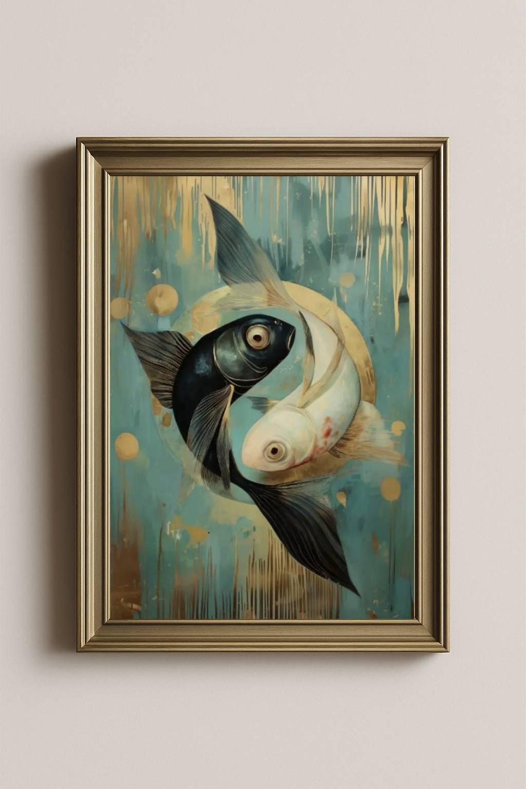 Yin Yang Fish Art Print | Koi Balance Wall Art | Zen Minimalist Decor ...
