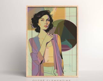 80&#39;s 90&#39;s Vaporwave, Woman Fashion Art, Retro Pop Art Print, Futuristic 90&#39;s Art, Pastel Vintage Print, Instant Download, Printable, 300dpi