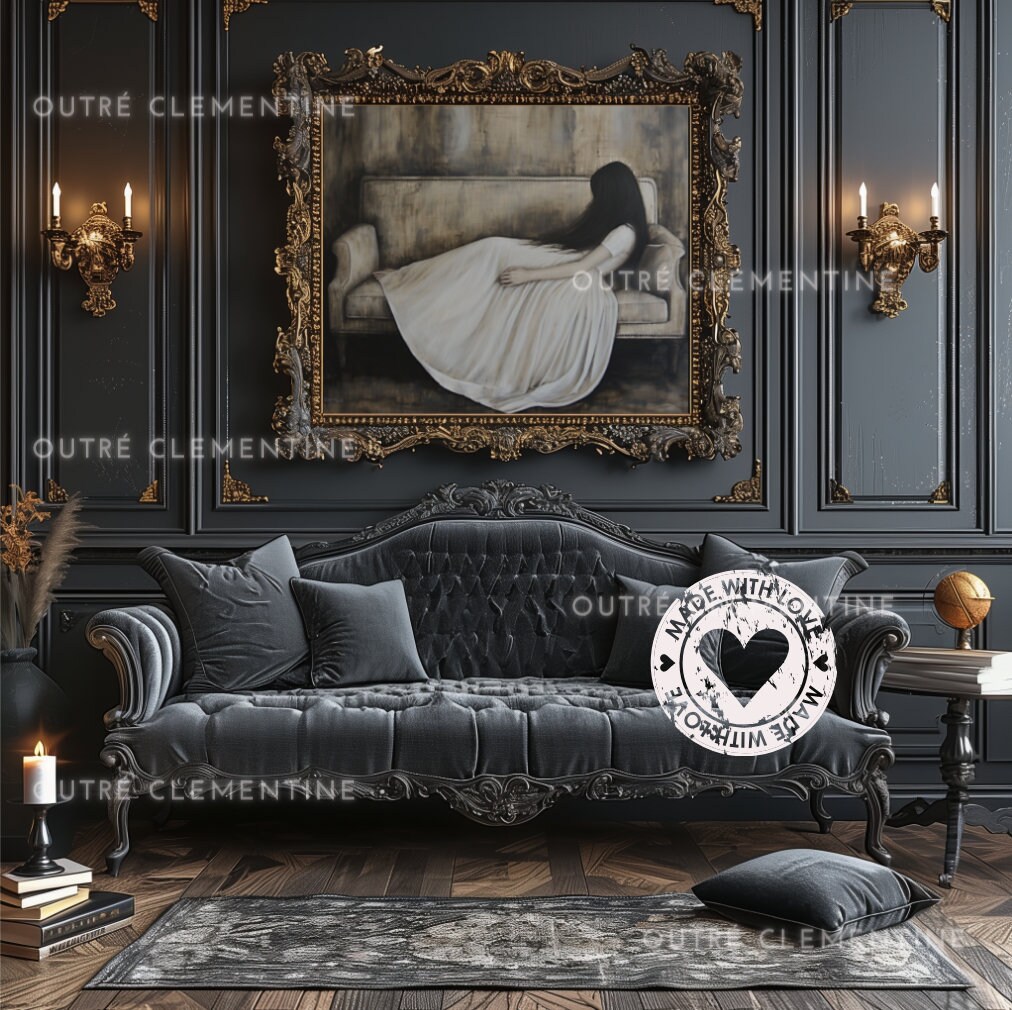 Dark Wall Frame Mockup | Goth Art Mockup | Antique Mock up | Sofa Globe ...