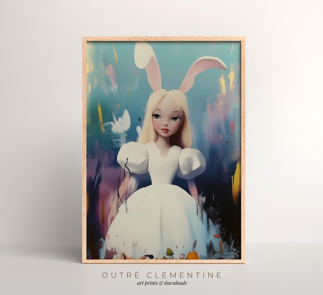 Abstract Doll Painting | Unique Digital Art, Colorful, Rabbit Ears ...