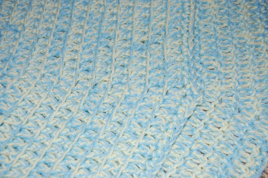 Blue and Yellow Crocheted Baby Blanket Etsy