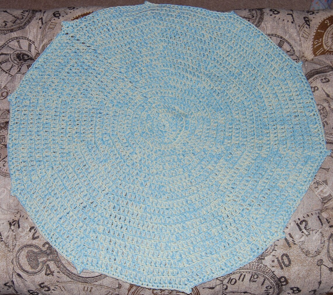 Blue and Yellow Crocheted Baby Blanket Etsy