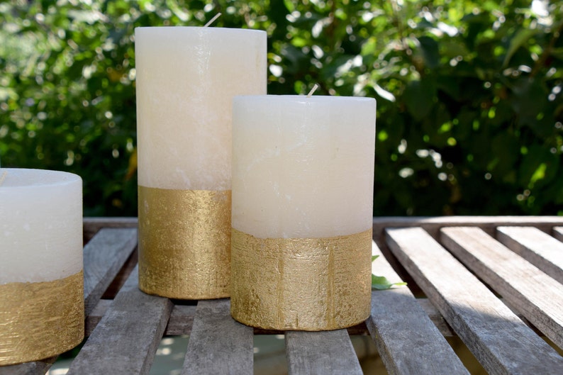 Hand Crafted Gold Dipped Unscented Pillar Candles for Etsy