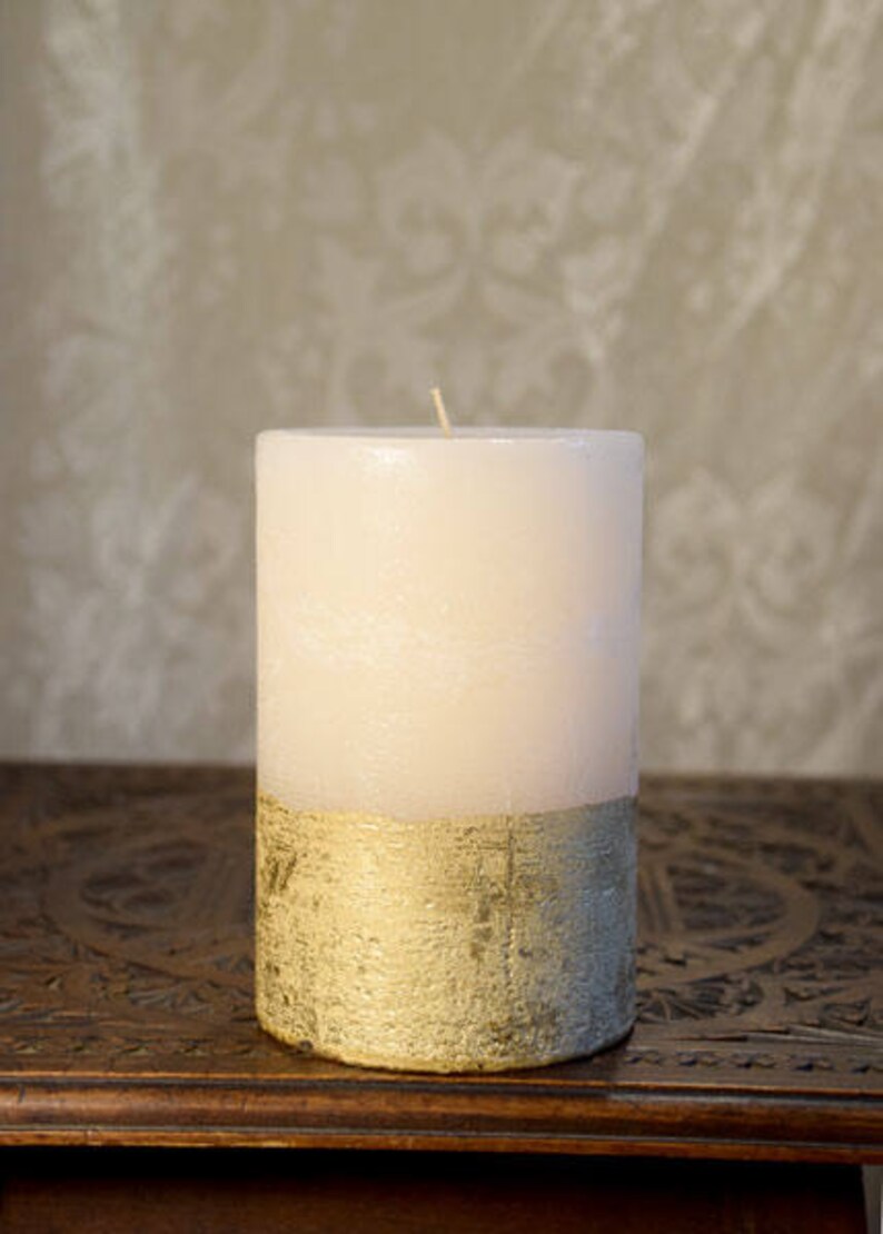 Hand Crafted Gold Dipped Unscented Pillar Candles for Etsy