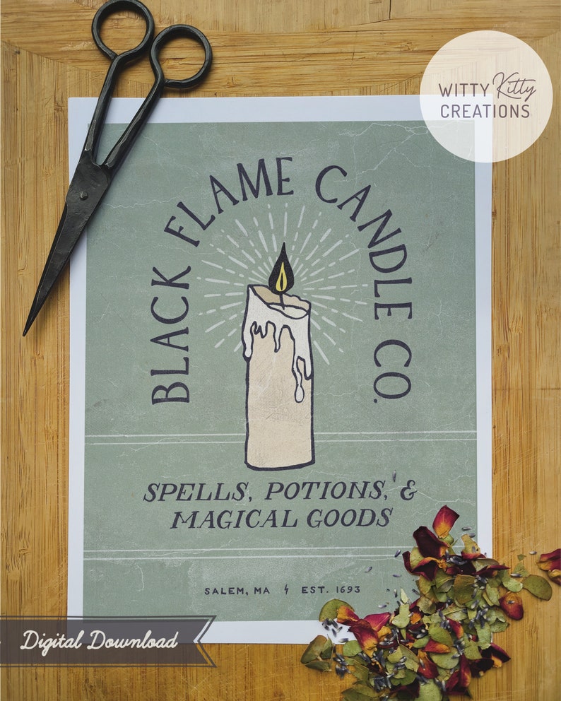 Black Flame Candle Co 8x10 Digital Download PDF Hocus Etsy