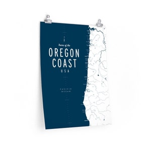 Städte der Küste von Oregon im Vintage Stil Karte