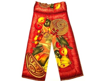 Gucci Silk Exotic Print Wide Leg Bloomer Harem Trousers