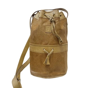 1980s Fendi Beige Brown Tall Leather Bucket Bag