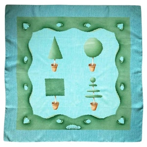 1980s Bulgari by Davide Pizzigoni Mint Green Silk Scarf